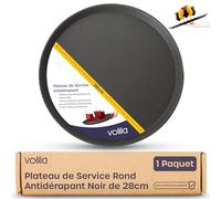 volila Plateau de Service Rond Non Dérapant - 1 Unité (28 cm) Plateau Repas pour Service A Cafe et Boissons - Plateau Antidérapant pour Fêtes, Évènements, Bars, Restaurants et Maison