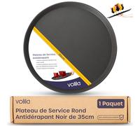volila Plateau de Service Rond Non Dérapant - 1 Unité (35 cm) Plateau Repas pour Service A Cafe et Boissons - Plateau Antidérapant pour Fêtes, Évènements, Bars, Restaurants et Maison