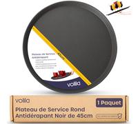 volila Plateau de Service Rond Non Dérapant - 1 Unité (45 cm) Plateau Repas pour Service A Cafe et Boissons - Plateau Antidérapant pour Fêtes, Évènements, Bars, Restaurants et Maison