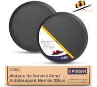 volila Plateau de Service Rond Non Dérapant - Pack de 2 (28 cm) Plateau Repas pour Service A Cafe et Boissons - Plateau Antidérapant pour Fêtes, Évènements, Bars, Restaurants et Maison