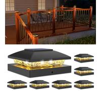 VOLISUN Lot de 6 lampes solaires étanches pour clôture, 10 x 10 cm, noir | Lampes solaires étanches pour poteaux en bois et vinyle de 4 x 4, éclairage blanc chaud pour jardin, terrasse et porche