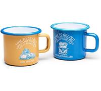 Volkswagen 7E9069601 Lot de 2 tasses à café en émail Motif coccinelle VW T1 Bleu/jaune