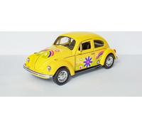 VOLKSWAGEN BEETLE Coccinelle Flower Power Hippy VW Modèle réduit de voiture jouet Enfants Cadeau 73 (jaune/fleurs)