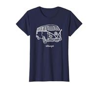 Volkswagen Camper Doodle T-Shirt, Femme, Bleu Marine, XL