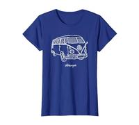 Volkswagen Camper Doodle T-Shirt, Femme, Bleu Royal, XL