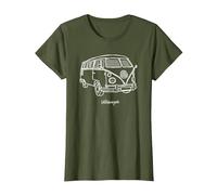 Volkswagen Camper Doodle T-Shirt, Femme, Olive, 3XL