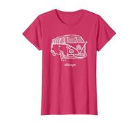 Volkswagen Camper Doodle T-Shirt, Femme, Rouge Chiné, XL