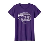 Volkswagen Camper Doodle T-Shirt, Femme, Violet, XL