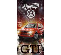 Volkswagen VW Golf GTI Serviette de bain Rouge 75 cm x 150 cm 100 % coton qualité velours Oldtimer Race Wörthsee Auto Car Tuning Serviette de plage Drap de bain Drap de bain Serviette de bain 088