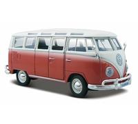 Volkswagen VW T2 Van Samba 1962 Rouge Avec Toit Blanc 1:25 Modèle 31956R MAISTO