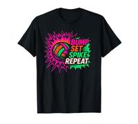 Volley-Ball Comic Pop Art Bump Set Spike Repeat Gameday T-Shirt