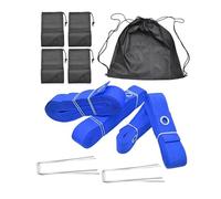 Volleyball de Plage Bandes Kit de Lignes délimitation Volley-Ball Portable Polyvalent Installation Facile avec ancrages métalliques Sangle Sangle 16 m et 8(Blue)