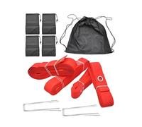 Volleyball de Plage Bandes Kit de Lignes délimitation Volley-Ball Portable Polyvalent Installation Facile avec ancrages métalliques Sangle Sangle 16 m et 8(Red)