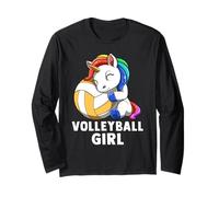 Volleyball Girl Rainbow Girl Volleyball Unicorn Manche Longue