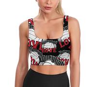 Volleyball Love Soutien-Gorge de Sport pour Femme - Débardeur de Yoga imprimé rembourré