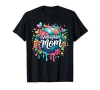 Volleyball Mom Coloré Volleyball Cœurs Jour de Jeu pour Femme T-Shirt