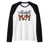 Volleyball Mom Vintage Leopard Beach Volley Mothers Day Mama Manche Raglan
