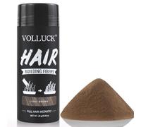 VOLLUCK Fibre Capillaire 28g - Couverture Efficace des Cheveux Clairsemés, Résultat Naturel & Volume Instantané - Poudre Densifiante Cheveux Longue Tenue pour Homme et Femme (Marron Clair)