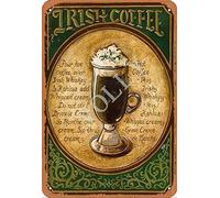 Volly Irish Coffee Rétro empêcher l'éblouissement classique élégant amusant art mode métal décoration murale signe d'étain adapté pour cuisine salon bar café décoration