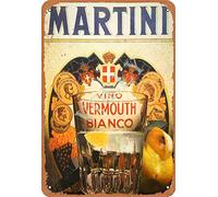 Volly Martini Vino Vermouth Bianco Rétro empêcher l'éblouissement classique élégant amusant art mode métal décoration murale signe d'étain adapté pour cuisine salon bar café décoration