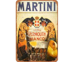 Volly Martini Vino Vermouth Bianco Rétro empêcher l'éblouissement classique élégant amusant art mode métal décoration murale signe d'étain adapté pour cuisine salon bar café décoration
