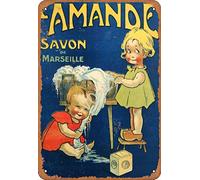 Volly Savon De Marseille Rétro empêcher l'éblouissement classique élégant amusant art mode métal décoration murale signe d'étain adapté pour cuisine salon bar café décoration