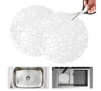 Volminex 2 Pièces Tapis Évier Cuisine, PVC Tapis de Protege Evier (Blanc Transparent, Rond 29cm)