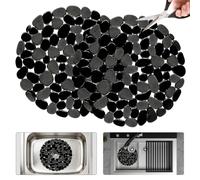 Volminex 2 Pièces Tapis Évier Cuisine, PVC Tapis de Protege Evier | Imperméable Tapis D'évier, Antidérapant Egouttoir, Tapis Isolant Thermique Convient pour Le fond de L'évier, Noir Round 29cm