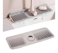 Volminex Tapis de Robinet en Silicone, Protection Anti-Éclaboussures pour Évier de Cuisine, Plateau Anti-Gouttes pour Robinet, Tampon de Séchage pour Comptoir de Cuisine et Salle de Bain (Gris, 45 cm)