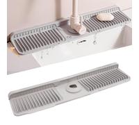 Volminex Tapis de Robinet en Silicone, Protection Anti-Éclaboussures pour Évier de Cuisine, Plateau Anti-Gouttes pour Robinet, Tampon de Séchage pour Comptoir de Cuisine et Salle de Bain (Gris, 60 cm)