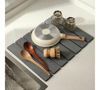 Volminex Tapis de séchage en pierre pliable et super absorbant, terre de diatomée absorbante à séchage rapide, s'adapte à n'importe quel comptoir (gris foncé, 61 x 40,6 cm)