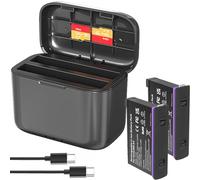 VOLOHAS Chargeur de Batterie Double + 2 Batteries pour Appareil Photo Insta360 X4 Chargeur Haute Vitesse Accessoires de Batterie Sac de Rangement avec câble USB de Type C Prend en Charge Le protocole