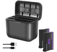 VOLOHAS Chargeur de Batterie Double + 2 Batteries pour Insta360 X4 - Sac de Rangement de Batterie avec câble USB de Type C - Prend en Charge Le protocole de Charge Rapide PD3.0/PD2.0