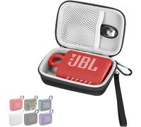VOLOHAS Étui de protection rigide pour haut-parleur JBL GO 3/GO 4, avec mousqueton, résistant aux chocs, sac de transport rigide et étanche, gris