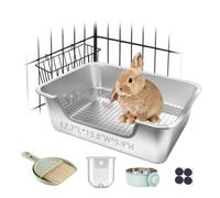 Volope Bac à litière en acier inoxydable pour lapin et petit animal domestique
