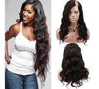 Voloria 180 % cheveux humains haute densité ouverture à gauche 2,5 x 10,2 cm, partie en U, perruque ondulée pour femme, couleur noire naturelle, 45,7 cm