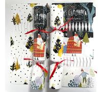 Volsha Lot de 10 crackers de Noël de luxe, 10 chapeaux et 20 cordes, jeu de fête de Noël à faire soi-même, festif saisonnier (rouge) (noir)