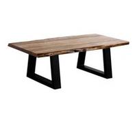 VOLSKA - Table Basse 120cm Acacia Massif et Métal Noir