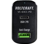 VOLTCRAFT CAS-63 Chargeur USB 63 W 1x USB-A, 1x USB-C® Power Delivery noir pour