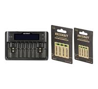 VOLTCRAFT CC-8 + HR03 SE + HR6 SE Chargeur de piles rondes Li-ion, LiFePO, NiMH, NiCd A, LR6 (AA), LR03 (AAA), LR8 (AAAA), LR14