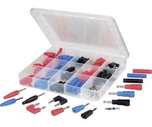 VOLTCRAFT SUBP84-03 Fiche mâle de laboratoire Ø de la broche: 4 mm noir, rouge, bleu, argent 84 pc(s)