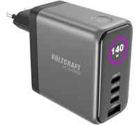VOLTCRAFT UC-140W01 Chargeur USB 1x USB-A, 3x USB-C® Power Delivery noir GaN, USB Power Delivery (USB-PD), chargeur rapide