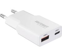 VOLTCRAFT UC-1C1A20W01 Chargeur USB 20 W 1x USB-A, 1x USB-C® Fast Charge, Power Delivery 3.0 blanc GaN