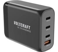 VOLTCRAFT UC-3C1A100W02 Chargeur USB 100 W 3x USB-C®, 1x USB-A Power Delivery noir intérieure GaN, USB Power Delivery (USB-PD), chargeur rapide