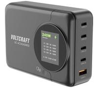 VOLTCRAFT UC-4C1A240W01 Chargeur USB 240 W 4x USB-C®, 1x USB-A Power Delivery 3.0 noir GaN, USB Power Delivery (USB-PD), chargeur rapide