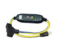 Voltec 04-00105 SJTW 12/3 GFCI 15 A avec bloc d'alimentation éclairé, 0,6 m, bleu avec rayures jaunes