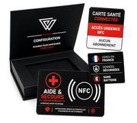 VOLTEK MEDLINK® Carte NFC Médicale d'Urgence, Compagnon Carte Vitale Format Portefeuille, Carte SOS Santé & informations Médicales, Sans Abonnement, carte désactivable, iPhone & Android + Sticker