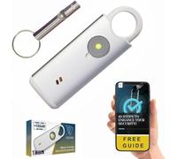 VOLTEK News kit Alarme métal loquet de sécurité (Blanc) Femme Defense + detecteur Porte et fenêtre autodéfense Auto Alarme Mini Autonome + sifflet Urgence personnelle Lampe puissante 135 DB, USB-C