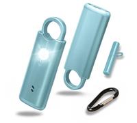 VOLTEK News kit Alarme métal loquet de sécurité Femme Defense + detecteur Porte et fenêtre autodéfense Auto Alarme Mini Autonome + sifflet Urgence personnelle Lampe puissante 135 DB, USB-C (Azur)