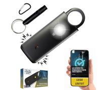 VOLTEK News kit Alarme métal loquet de sécurité (Noir) Femme Defense + detecteur Porte et fenêtre autodéfense Auto Alarme Mini Autonome + sifflet Urgence personnelle Lampe puissante 135 DB, USB-C